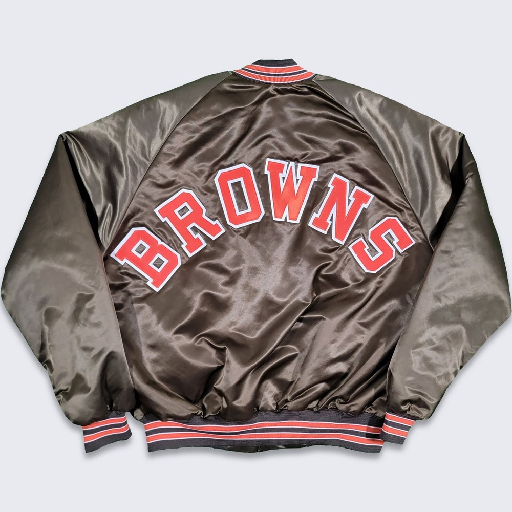 Cleveland Browns Vintage 80s Chalk Line Satin Bomber Jacket